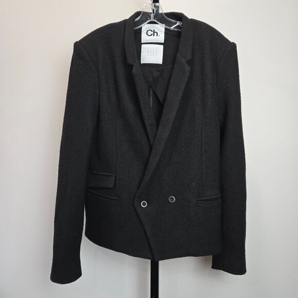 CH Carolina Herrera Wool Black Blazer Jacket Double Breasted Dark Academia Large - Picture 2 of 9
